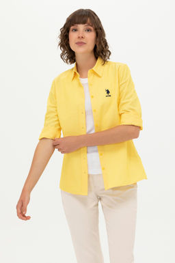 U. S. Polo Assn Женская желтая базовая рубашка с длинным рукавом