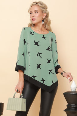 Блузка мятная с контрастной отделкой - Dstrend фото 4