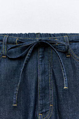 FLOWING DENIM-EFFECT TROUSERS - Zara фото 17