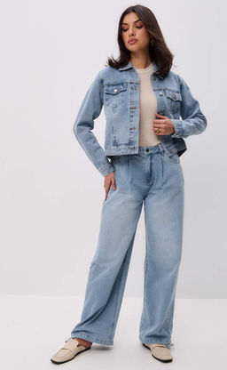 Джинсовая куртка Fine Joyce F312-1237 светло-синяя хлопковая