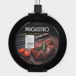 Сковорода Magistro Rock Stone, d=28 см, h=5 см, кованый алюминий, антипригарное покрытие, индукция, чёрная  фото 10