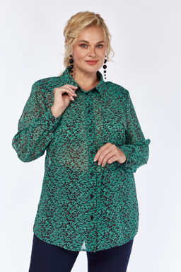 Блуза Элль стиль 2314а зеленый принт