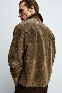 SOBRECAMISA REGULAR FIT PIEL SERRAJE / Marr?n - Zara фото 7