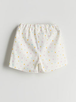 ?i?ekli Gabardin K?z ?ocuk ?ort