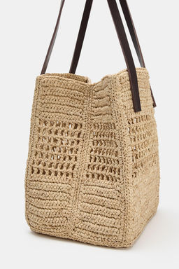 BOLSO MINI SHOPPER RAFIA / Beige claro - Zara фото 5