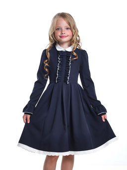 Платье для девочки в школу синее нарядное UD 7658 т.синий - Mini maxi фото 3