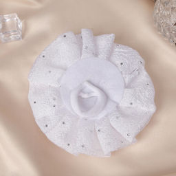 Цена за 6 шт. Бант для волос на резинке «Школьница», капельки синий бант, d=11 см, сине-белый