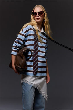 %100 Pamuk Loose F_t Polo Yaka Sweatshirt - Defacto фото 3