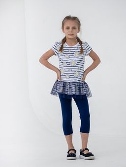 CRB wear/CSKG 90089-20-311 Комплект для девочки (платье модель "туника", бриджи),белый/Ex.Cherubino