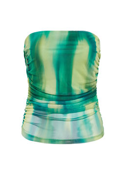 Yesil Soyut Straplez Astarl? Drapeli Fitted/Vucuda Oturan Tul Orme Bluz TWOSS24BZ00196 - Trendyolmilla фото 6