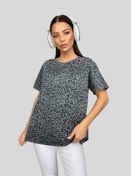 K13438 Футболка OVER SIZE (замша) ГРАФИТ