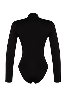 Siyah Buzgu Detayl? Dik Yaka C?tc?tl? Esnek Orme Body TWOAW24BD00014