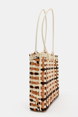 BOLSO MINI SHOPPER EFECTO TRENZADO / Marr?n - Zara фото 4