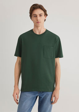 Cep Detayl? Yesil Basic Tisort - Mavi фото 3