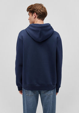 Kapusonlu Lacivert Basic Sweatshirt - Mavi фото 4