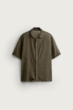 CAMISA FLUIDA JACQUARD / Khaki - Zara фото 6