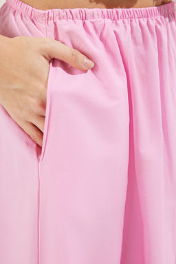 TRENDYOLMILLA Pembe Beli Lastikli Pamuklu Kumas A-Line Kal?p Maxi Boy Dokuma Etek TWOSS25ET00084 фото 6