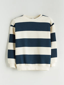 Bisiklet Yaka ?izgili Erkek ?ocuk Sweatshirt