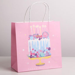 Пакет крафтовый Happy Birthday, 22 22 11 см