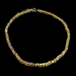 Бусы чокер Кубик хрусталь Желтый топаз 4мм-38см алмазная огранка