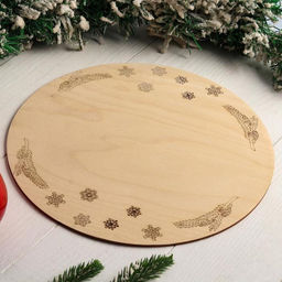 Подставка для торта круглая Снежинки, ветвь еловая, 26 см - Дарим красиво фото 2