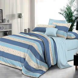 Простыня на резинке 090*200 см, поплин, борт 25 см (Морской стиль (компаньон))