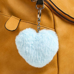 Цена за 2 шт. Пушистый брелок для ключей на кольце Сердечко, на рюкзак, сумку, 11?10?4 см, МИКС