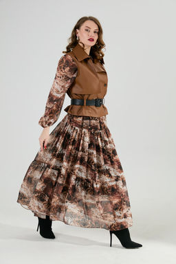 Костюм NIKVA н1022-1 шоколад и тигровая абстракция  фото 2