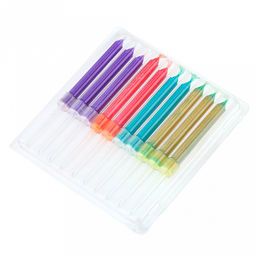 Свечи для торта 0,6х5,3см, цветное пламя, с подставками, парафин, набор 10шт, в коробке (Россия) - Kukina Raffinata фото 2