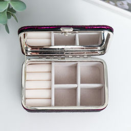 Шкатулка кожзам для украшений Мелкие квадратики. Чёрное серебро 6х7х12 см - Simaland фото 15