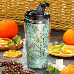 Термокружка нерж.сталь, пластик, 0.4 л, Daniks, Цветы, колба нержав. сталь, FD-06-19 (449149)