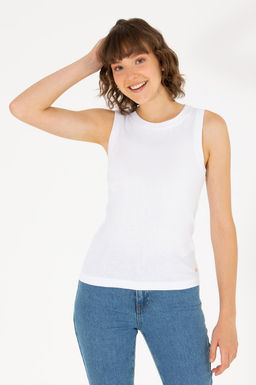 U. S. Polo Assn Женская белая базовая футболка без рукавов с круглым вырезом