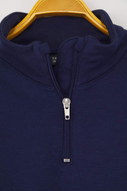 Lacivert Pamuklu Duz/Basic Dik Yaka Regular Orme Erkek Cocuk Sweatshirt TKDAW26SW00008 - Trendyolmilla фото 4