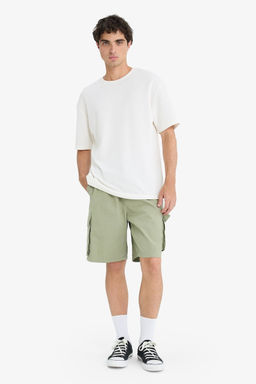 Kargo Fit Gabardin Bermuda _ort - Defacto фото 2