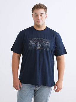 B?y?k Beden Bask?l? Penye Erkek Ti??rt