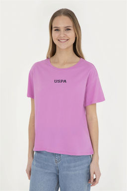 Женская фиолетовая футболка с круглым вырезом