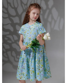 Платье Роза (Ромашки), цвет Голубой, 100% хлопок