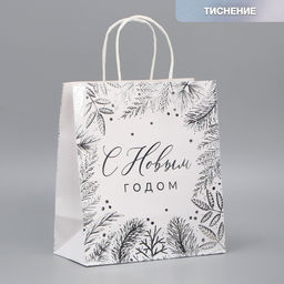 Пакет подарочный крафтовый Серебро, 22 х 25 х 12 см - Дарите счастье фото 8