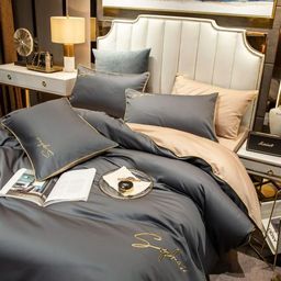 КПБ Mency однотонный с вышивкой MENO019 Евро