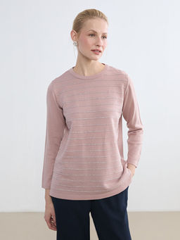 Bisiklet Yaka ?izgili Kad?n Triko Kazak