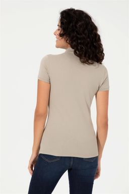 Женская футболка цвета хаки с воротником поло Basic - U.s. polo assn фото 5
