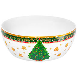 Салатник 1,7 л 20*20*7,5 см "Новогодняя елка" зеленый узор, фарфор NEW BONE CHINA