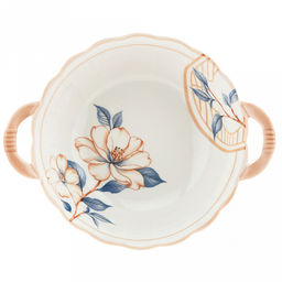 Магнолия Салатник фарфоровый 1л, 23,6х18,9х7,1см, фигурный, с ручками, с деколью, отводка (Китай) - Домашняя мода фото 3