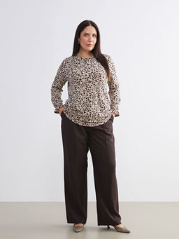 B?y?k Beden Modal Kar???ml? Kad?n Pantolon