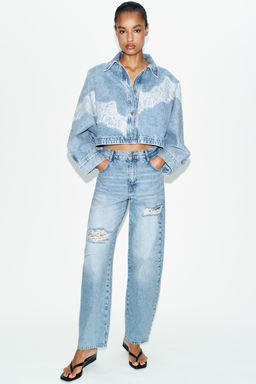 JEANS Z1975 BAGGY ENCAJE ROTOS / Azul medio