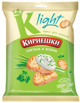 Цена за 5 шт.Кириешки Light, сухарики со вкусом сметаны и зелени, 80 г  фото 2