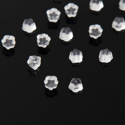 Заглушки для сережек, швенз, пусет силиконовые для швенз и пусет «Цветочки» (набор 10гр), 3*2,5мм, цвет прозрачный