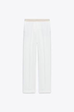 STRAIGHT-LEG TROUSERS WITH CONTRAST WAIST - Zara фото 6