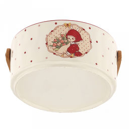 "Зайка и тюльпаны" Конфетница фарфоровая 700мл, д15,5х7,1см, съемная деревянная ручка, с деколью, отводка, в коробке (Китай)