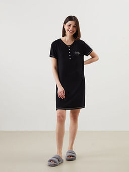 Bisiklet Yaka Nak??l? Kad?n Gecelik